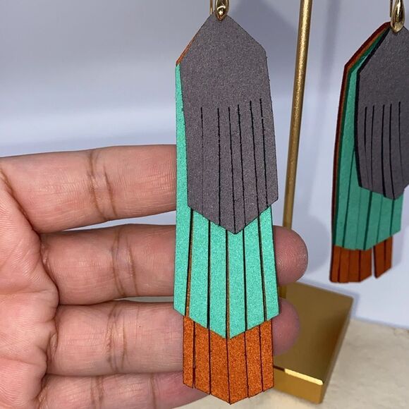 ✨ 🆕 ✨Beautiful BoHo Unique Tri Color Block Earrings💫✨ - Picture 10 of 10